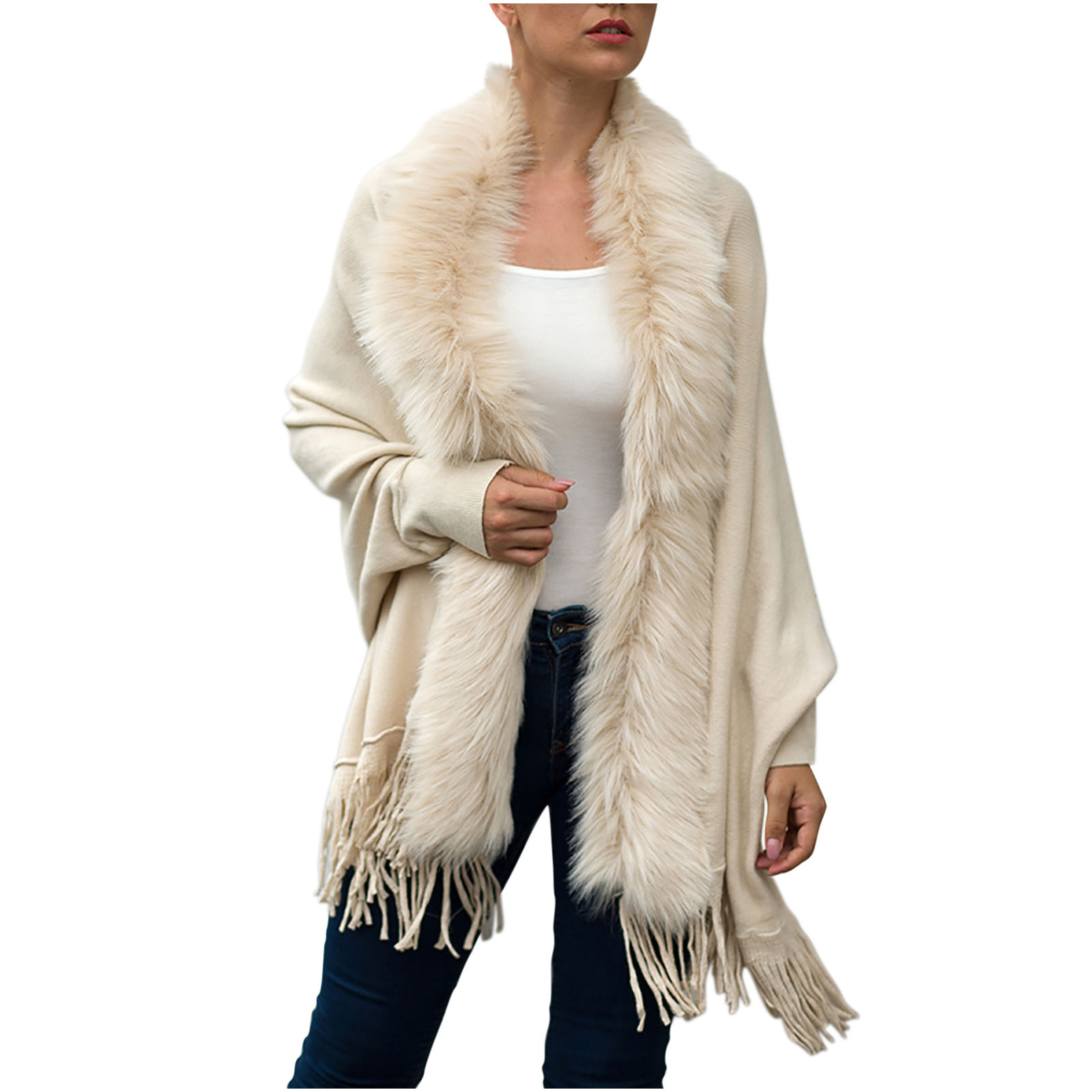 Viikei Plus Size Cardigans for Women Sweater Coat Cardigan Women Cardigans Clearance Casual Soild Long Sleeve Plush Tassels Pocket Knit Cardigan Sweater Coat